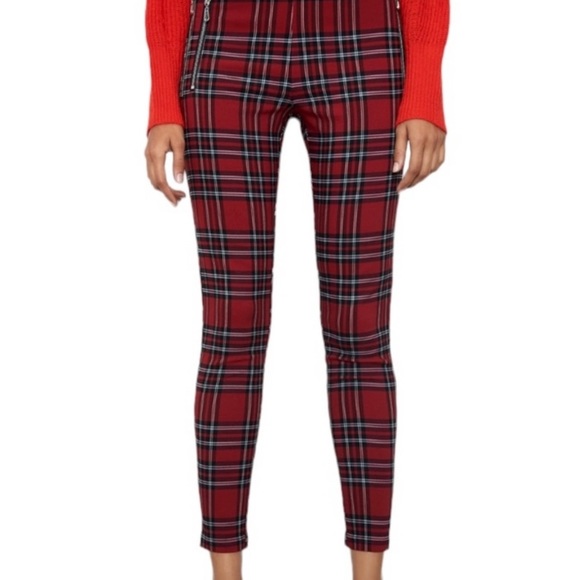 Zara Red Black and white plaid pants - Picture 3 of 10